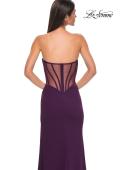 Picture of: Chic Jersey Dress with Asymmetrical Neckline and Sheer Back in Dark Berry, Style 32849, Detail Picture 14