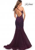Picture of: Mermaid Tulle and Lace Jeweled Prom Dress in Dark Berry, Style: 30584, Detail Picture 15