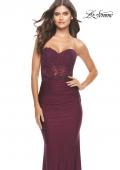 Picture of: Sweetheart Strapless Jersey Gown with Lace Sheer Bodice in Dark Berry, Style: 31180, Detail Picture 15