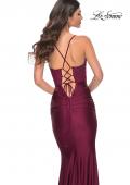 Picture of: Ruched Jersey Dress with Illusion Corset Lace Top in Purple, Style: 31857, Detail Picture 15