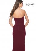 Picture of: Strapless Ruched Net Jersey Gown with Sweetheart Top in Dark Berry, Style: 31899, Detail Picture 15