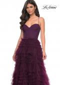 Picture of: Ruffle Tulle A-Line Dress with Satin Bustier Top in Purple, Style: 32071, Detail Picture 15