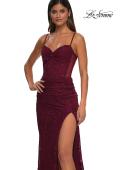 Picture of: Stretch Lace Prom Dress with Illusion Back and Sides in Dark Berry, Style: 32529, Detail Picture 16