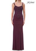 Picture of: Rhinestones Lace Fitted Gown with Scoop Neck and Low Back in Dark Berry, Style: 33721, Detail Picture 17