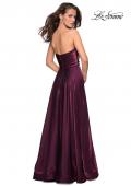 Picture of: Strapless Satin Gown with Ruching and Pockets in Burgundy, Style: 27130, Back Picture