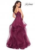 Picture of: Cascading Tulle Formal Gown with Sweetheart Neckline in Burgundy, Style: 27223, Back Picture