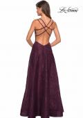 Picture of: Lace Prom Dress with Illusion Neckline and Slit in Burgundy, Style: 27612, Back Picture