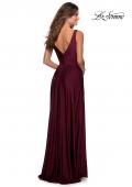 Picture of: Empire Waist Prom Gown with Deep V Neckline in Burgundy, Style: 28547, Back Picture