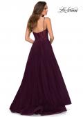 Picture of: A Line Tulle Prom Dress with Sheer Bodice in Dark Berry, Style 29076, Back Picture