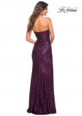 Picture of: Strapless Ruched Sequin Gown in Gorgeous Colors in Dark Berry, Back Picture