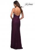 Picture of: Gorgeous Jewel Tone Tulle and Lace Mermaid Gown in Dark Berry, Back Picture