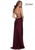 Picture of: Jersey Dress with Square Neckline and Ruching in Dark Berry, Style 29710, Back Picture