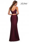 Picture of: Two Piece Jersey Long Prom Dress in Dark Berry, Back Picture