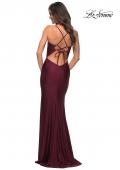 Picture of: Prom Dress Embellished with Jewels and Draped Neckline in Dark Berry, Back Picture