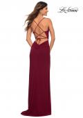 Picture of: Chic Long Net Jersey Dress with Lace Up Back in Purple, Style: 30418, Back Picture