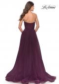Picture of: Illusion Bodice A-line Gown with Boning and Defined Cups in Dark Berry, Style: 31205, Back Picture