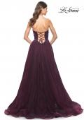 Picture of: A-Line Gown with Lace Lining and Beaded Embellishments in Dark Berry, Style: 31954, Back Picture