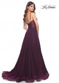 Picture of: A-Line Rhinestone Tulle Embellished Gown with Illusion Top in Dark Berry, Style: 31970, Back Picture