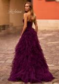 Picture of: Prom Dress with Tulle Ruffle Skirt and Satin Corset Top in Dark Berry, Style: 32760, Back Picture
