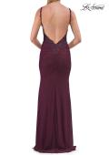 Picture of: Rhinestones Lace Fitted Gown with Scoop Neck and Low Back in Dark Berry, Style: 33721, Detail Picture 18