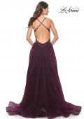 Picture of: Tulle A-Line Gown with Sheer and Beaded Lace Detail in Dark Berry, Style: 31471, Detail Picture 19