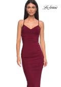 Picture of: Fitted Ruched Net Jersey Dress with Low Back in Dark Berry, Style 32834, Detail Picture 19