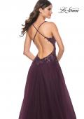 Picture of: Tulle A-Line Gown with Sheer and Beaded Lace Detail in Dark Berry, Style: 31471, Detail Picture 20