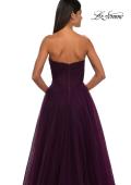 Picture of: Strapless A-line Tulle Dress with Floral Waist Detail in Dark Berry, Style: 32789, Detail Picture 20