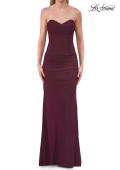 Picture of: Strapless Mesh Evening Gown with Ruching and Sheer Beaded Back in Dark Berry, Style: 33431, Detail Picture 20