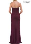 Picture of: Strapless Mesh Evening Gown with Ruching and Sheer Beaded Back in Dark Berry, Style: 33431, Detail Picture 21