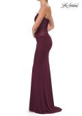Picture of: Strapless Mesh Evening Gown with Ruching and Sheer Beaded Back in Dark Berry, Style: 33431, Detail Picture 22