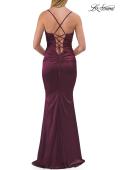 Picture of: Ruched Satin Gown with Sweetheart Neckline and Lace-Up Back in Dark Berry, Style: 33764, Detail Picture 24