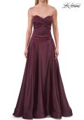 Picture of: Strapless Satin A-Line Gown with Draped Bodice and High Slit in Dark Berry, Style: 33417, Detail Picture 25