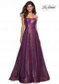 Picture of: A Line Fully sequin Strapless Prom Gown in Burgundy, Style: 27296, Detail Picture 1