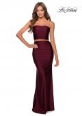 Picture of: Tube Top Two Piece Long Jersey Prom Dress in Burgundy, Style: 28703, Detail Picture 1