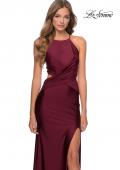 Picture of: Ruched Criss Cross Long Jersey Prom Dress in Burgundy, Style: 28834, Detail Picture 1