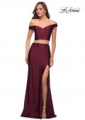 Picture of: Rhinestone Off the Shoulder Jersey Two Piece Prom Dress in Dark Berry, Style 29951, Detail Picture 1