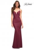 Picture of: Stunning Luxe Jersey Dress with Deep V Neckline in Dark Berry, Detail Picture 1