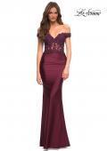 Picture of: Illusion Lace Top with Jersey Long Gown in Dark Berry, Detail Picture 1