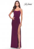Picture of: Elegant Jersey Dress with Ruching and Square Neckline in Dark Berry, Style: 31078, Detail Picture 1