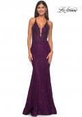 Picture of: Exquisite Mermaid Lace Gown with Beaded Sheer Bodice in Dark Berry, Style: 31265, Detail Picture 1