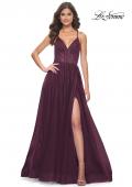 Picture of: A-Line Prom Dress with Illusion Ruched Bodice in Dark Berry, Style: 31457, Detail Picture 1