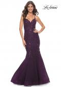 Picture of: Mermaid Prom Dress with Sequin Beaded Applique in Dark Berry, Style: 32033, Detail Picture 1
