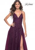 Picture of: Tulle Prom Dress with Lace Detail in Dark Berry, Style: 32303, Detail Picture 1