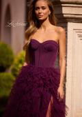 Picture of: Prom Dress with Tulle Ruffle Skirt and Satin Corset Top in Dark Berry, Style: 32760, Detail Picture 1