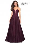 Picture of: A Line Lace Strapless Ball Gown in Burgundy, Style: 27284, Detail Picture 2