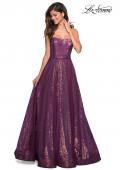Picture of: A Line Fully sequin Strapless Prom Gown in Burgundy, Style: 27296, Detail Picture 2