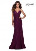 Picture of: Mermaid Lace Prom Dress with Faux Wrap Top in Burgundy, Style: 28564, Detail Picture 2