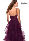 Picture of: Tiered Tulle Ball Gown with Sheer Bodice in Burgundy, Style: 28641, Detail Picture 2