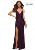 Picture of: Sequin Long Prom Dress with Wrap Style Front in Purple, Style: 30392, Detail Picture 2